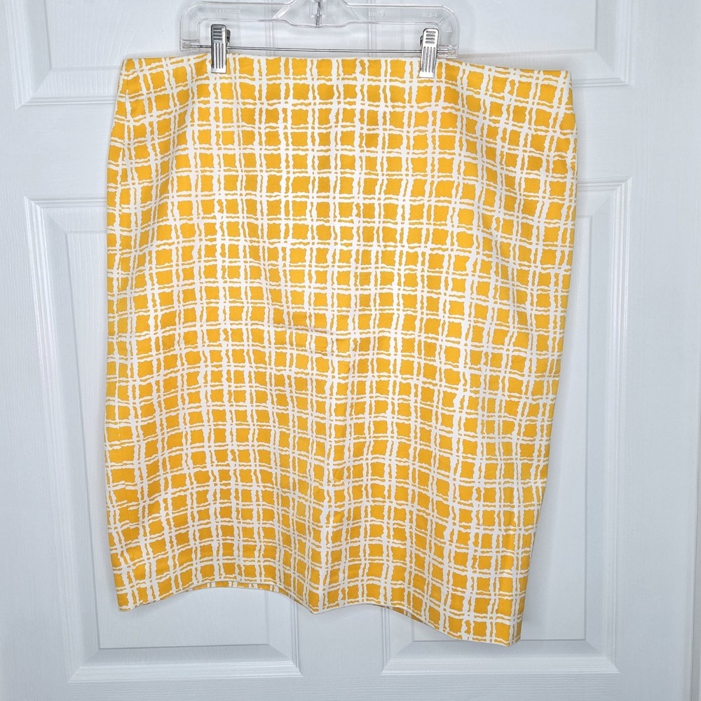 Talbots Women's Pencil Skirt Bright Yellow Colorful‎ Sz 18 Cotton Workwear